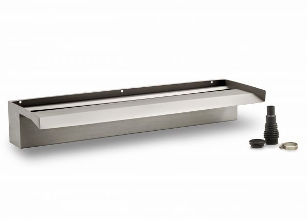 Edelstahl Wasserfall XL 60 mit Schlauchschelle, flacher Stopfen, Stufentülle